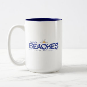 Was gibt's bis Strände Funny Beach Pun Sommerferie Zweifarbige Tasse