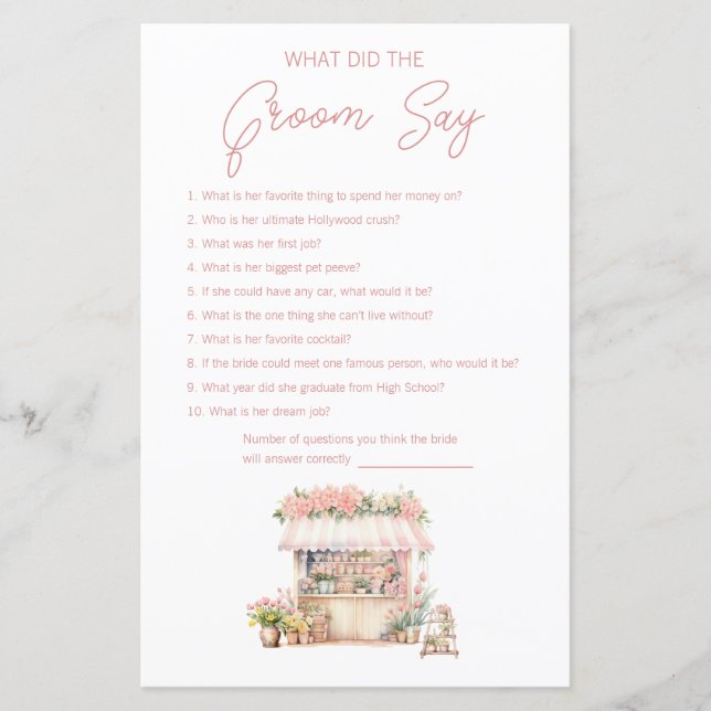 Was Groom sagt, ist das Brautparty des Marktes (Vorderseite)