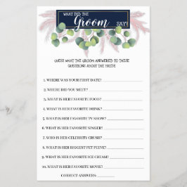 Was Groom sagt Pampas Grass BridalShower Game Card Flyer