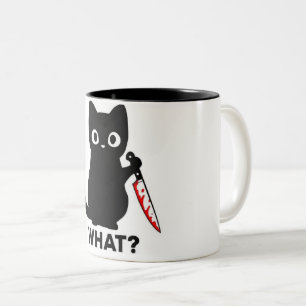 "Was hast du gesagt? — Wütende Katze Tasse" Zweifarbige Tasse