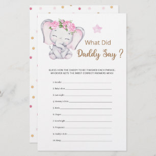 Was hat Daddy gesagt, Mädchen Elephant Baby Dusche