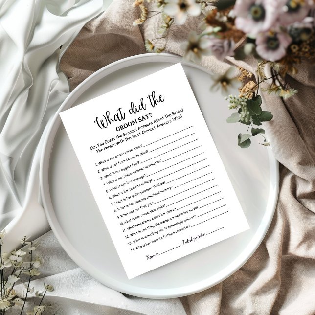 Was hat der Bräutigam gesagt, Brautparty Game Card (Von Creator hochgeladen)
