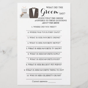 Was hat der Groom gesagt? Brautparty Game Card Flyer