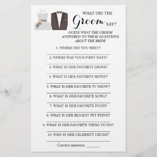 Was hat der Groom gesagt? Brautparty Game Card Flyer