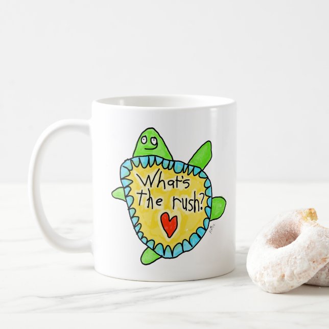 "Was hat die Eile" Kaffeetasse (Mit Donut)