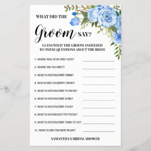 Was hat Groom gesagt, Brautparty Blue Game Card? Flyer