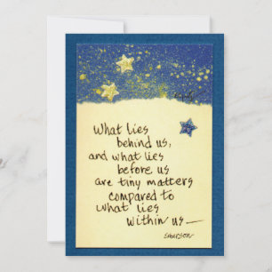 Was hinter uns liegt...zeichnend Sprichwort Mitteilungskarte