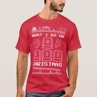 Was ich an Weihnachts-Spielen Spielen Pizza-Bier m T-Shirt