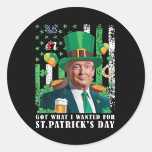Was ich für St. Patricks Day Funny Trump Gewollt h Runder Aufkleber