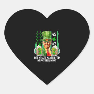 Was ich für St. Patrick's Day Funny Trump Gewollt  Herz-Aufkleber