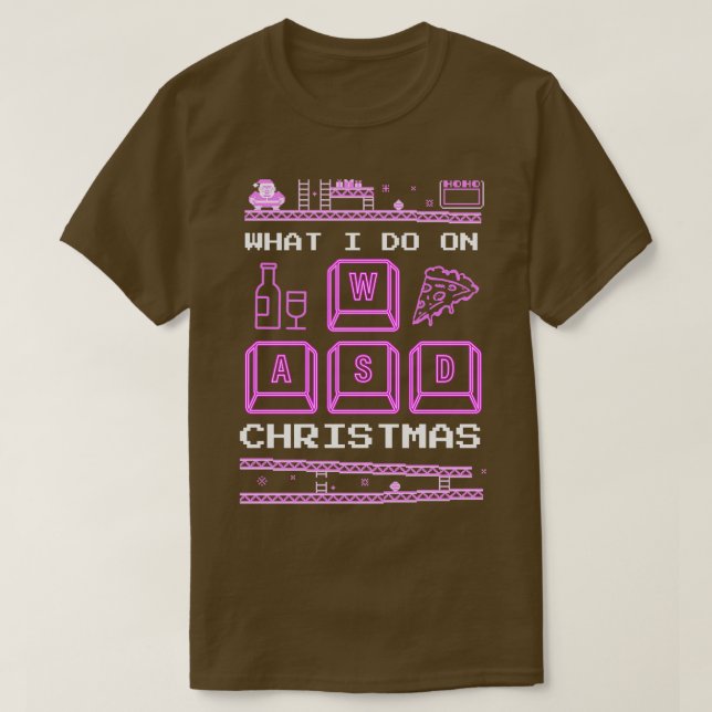 Was ich mache, wenn ich zu Weihnachten Spiele spie T-Shirt (Design vorne)