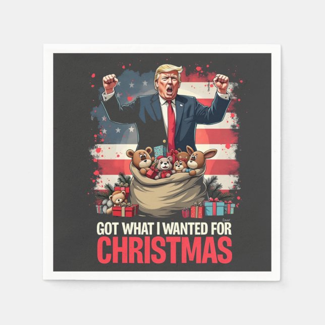Was ich zu Weihnachten gewollt habe, got Trump San Serviette (Vorderseite)