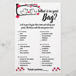 Was in Ihrem Bag Shower Game Card Love Bird enthal Flyer