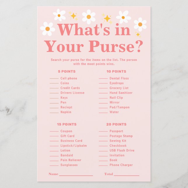 Was in Ihrem Geldbeutel Spiel Pink Daisy Baby Dusc (Vorderseite)