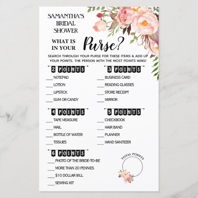 Was in Ihrem Purse Dusche Englisch Spanisch Spiel (Vorderseite)