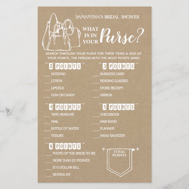 Was in Ihrem Purse rustikale Dusche zweisprachiges (Vorderseite)