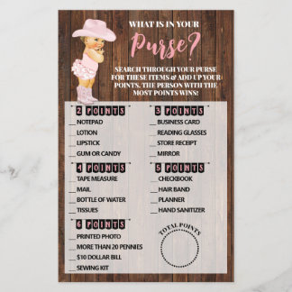 Was in Ihrer Kleine-Cowgirl-Babydusche-Spielkarte Flyer