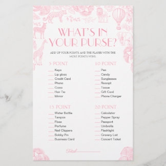 Was in Ihrer Purse Baby Shower Game Card