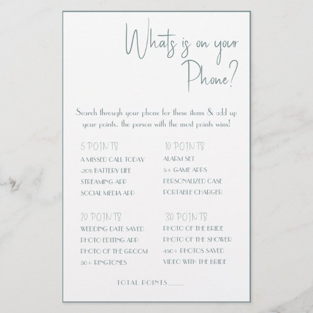 Was ist auf deinem Handy? Game Card Flyer (Vorne)