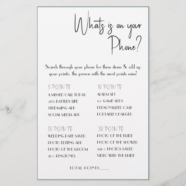 Was ist auf deinem Handy? Game Card Flyer (Vorne)