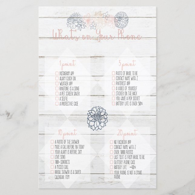 Was ist auf deinem Handy Navy Blush Brautparty Gam (Vorderseite)