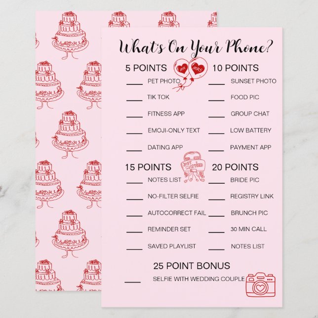 Was ist auf Ihrem Handy-Spiel - Brautparty-Aktivit (Vorne/Hinten)