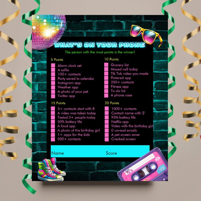 Was ist auf Ihrem Telefon 90er Neon Disco Birthday (Von Creator hochgeladen)
