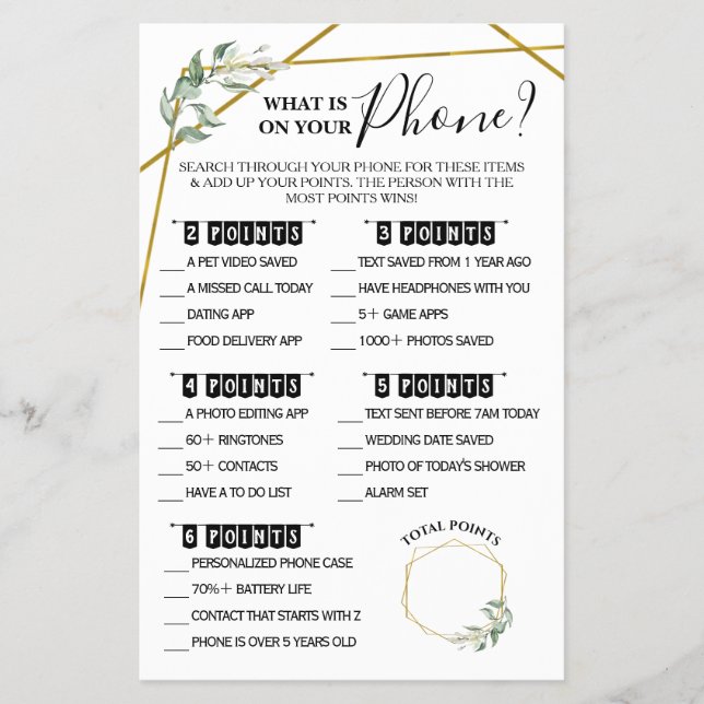 Was ist auf Ihrer Phone Green Shower Game Card? Flyer (Vorne)