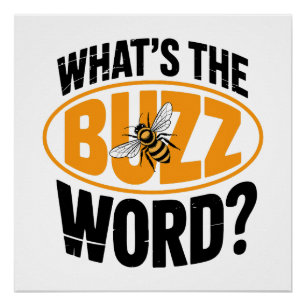 Was ist das BUZZ-Wort? 🐝👀 Dieses kühne, spieleri Poster
