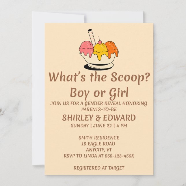 Was ist das Party des Scoop Gender? Einladung (Vorderseite)