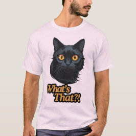 Was ist das? Überraschende schwarze Katze mit oran T-Shirt