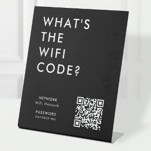 Was ist der WiFi-Code? Network Password Black QR Sockelschild