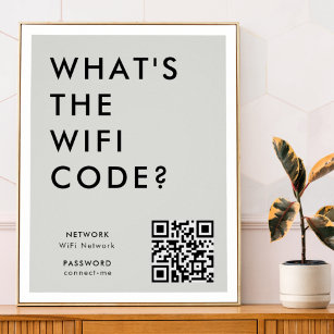 Was ist der WiFi-Code?   Wifi Network QR Code Grau Poster