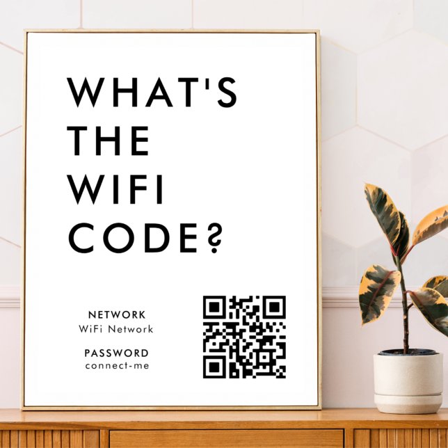 Was ist der WiFi-Code? | Wifi Network QR Code Poster (What's the WiFi Code? poster print with QR code to connect seamlessly to your Wi-Fi)
