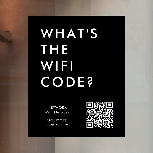 Was ist der WiFi-Code? | Wifi Network QR Code Schw Fensteraufkleber (What's the WiFi Code? window cling vinyl decal with QR code to connect seamlessly to your Wi-Fi)
