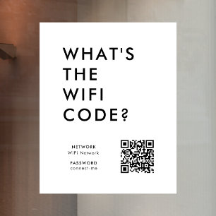 Was ist der WiFi-Code? Wifi Network QR Code Weiß Fensteraufkleber