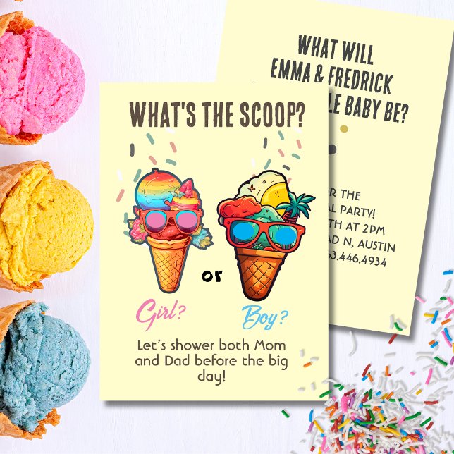 Was ist die "Scoop Ice Cream Gender Reveal"? Einladung (Von Creator hochgeladen)