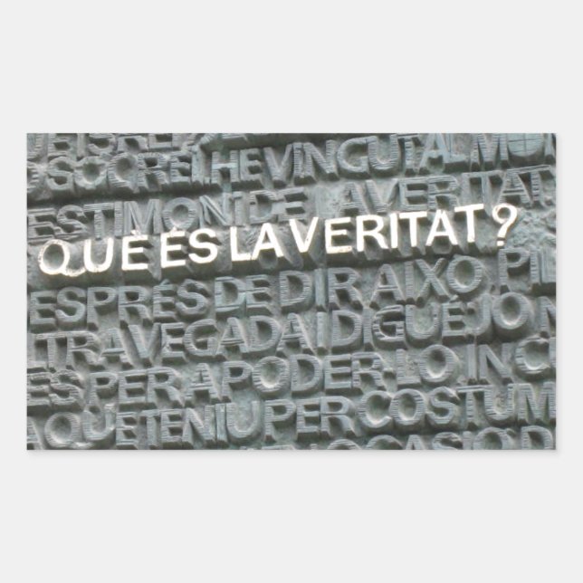 Was ist die Wahrheit? - Que es la Vertat? Rechteckiger Aufkleber (Vorderseite)