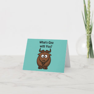 Was ist Gnu, Funny Buffalo Cartoon Animal Pun? Karte