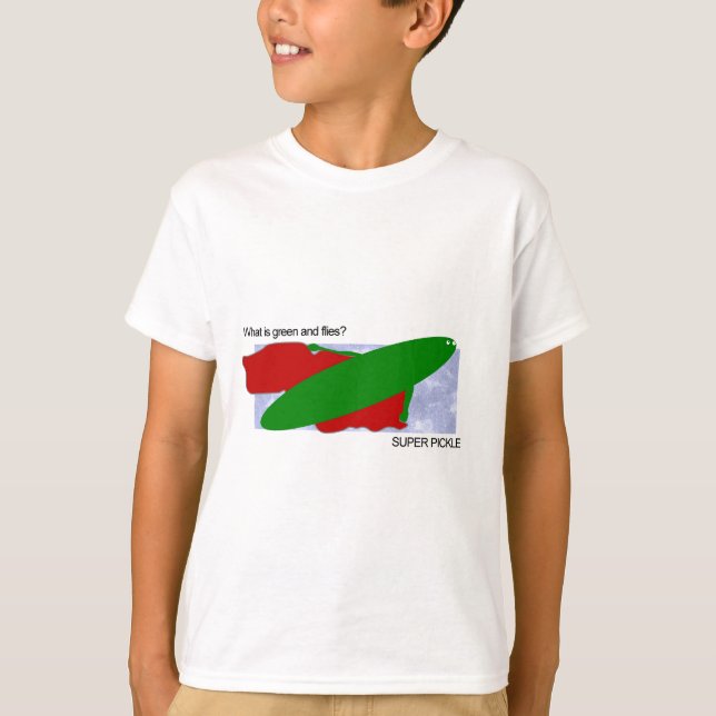 Was ist Grün und fliegt? Superessiggurke! T-Shirt (Vorderseite)