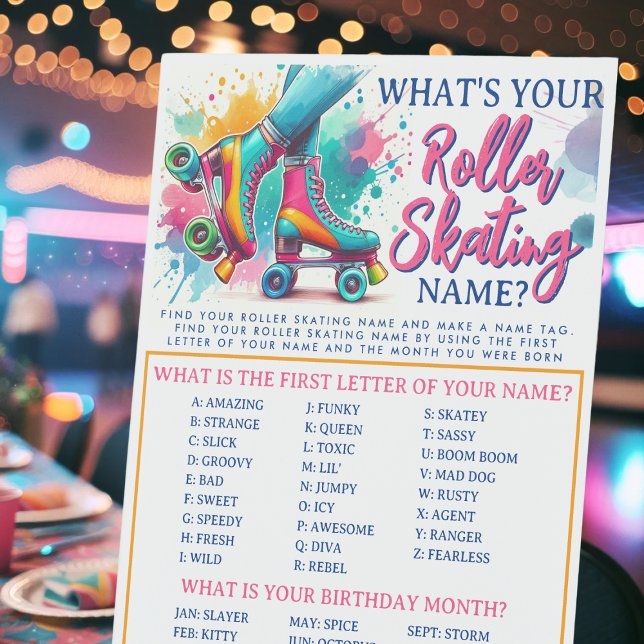 Was ist Ihr Roller Skaten Name Game Pedestal Sign Sockelschild (What's Your Roller Skating Name Game Pedestal Sign)