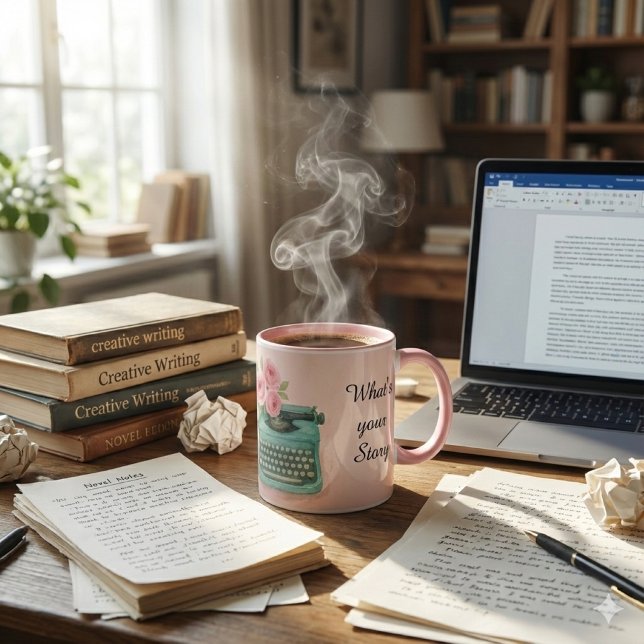 Was ist Ihr Vintager Schreibmaschinenhändler? Tasse (What's your story, writers specialty mug, and your personalization for a special gift)