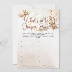 WAS IST IM DIAPER BAG Baby Shower Bär? Einladung