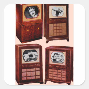 Was ist im Fernsehen? Quadratischer Aufkleber