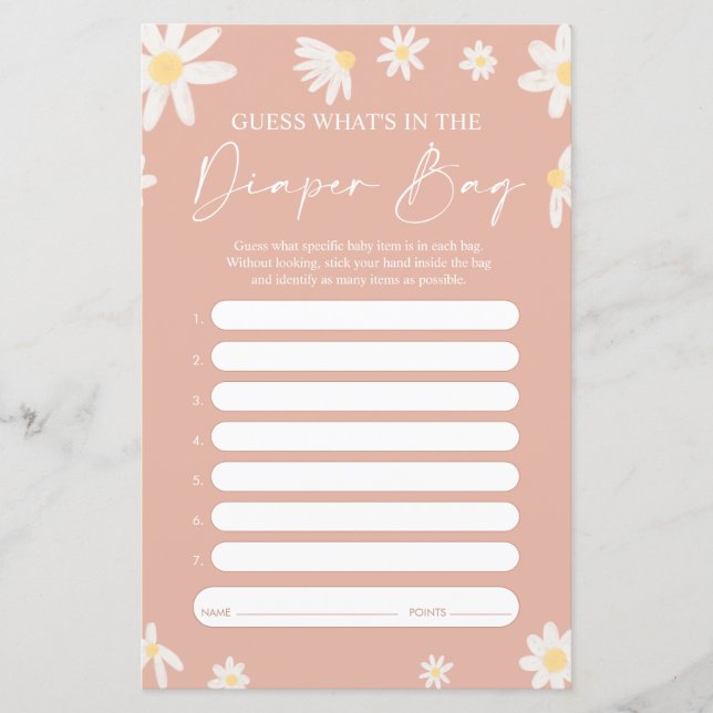 Was ist im Windeln-Beutel-Spiel, Daisy Baby Shower (Vorderseite)