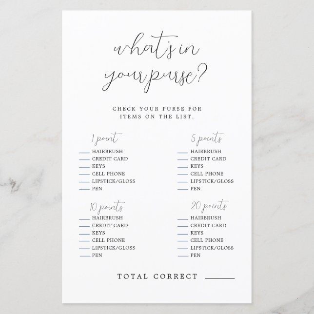 Was ist in deinem Brautparty? (Vorderseite)