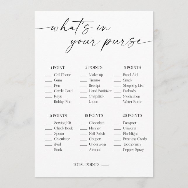 Was ist in deinem Brautparty? Programm (Vorderseite)