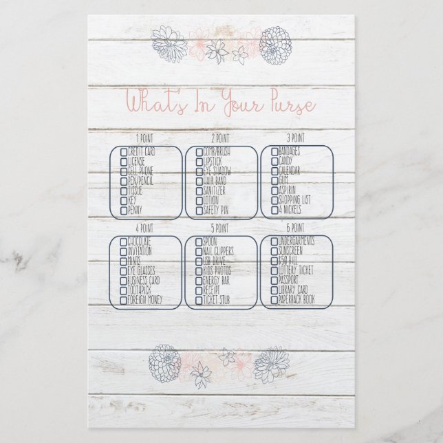 Was ist in deinem Brautparty "Purse Navy Blush"? (Vorderseite)