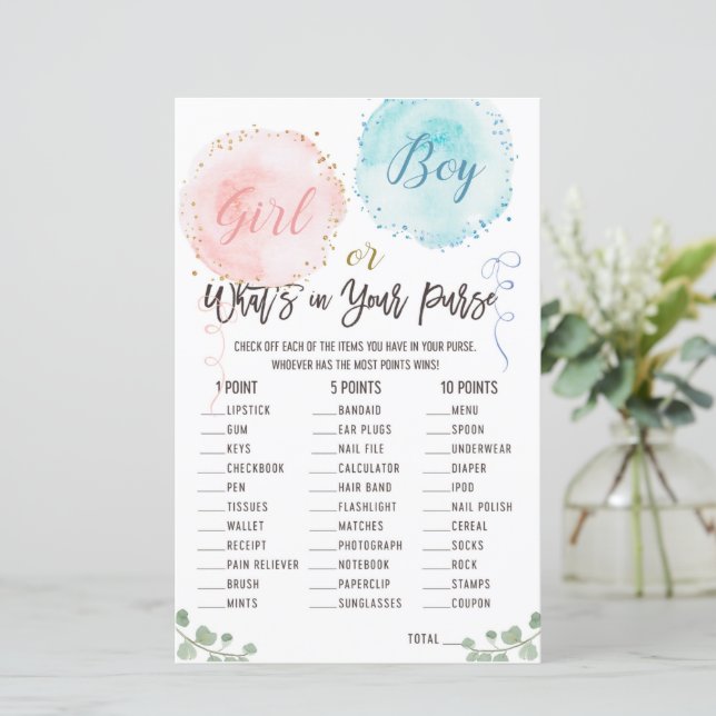 Was ist in deinem Handspiel? Baby Showspiele (Stehend Vorderseite)