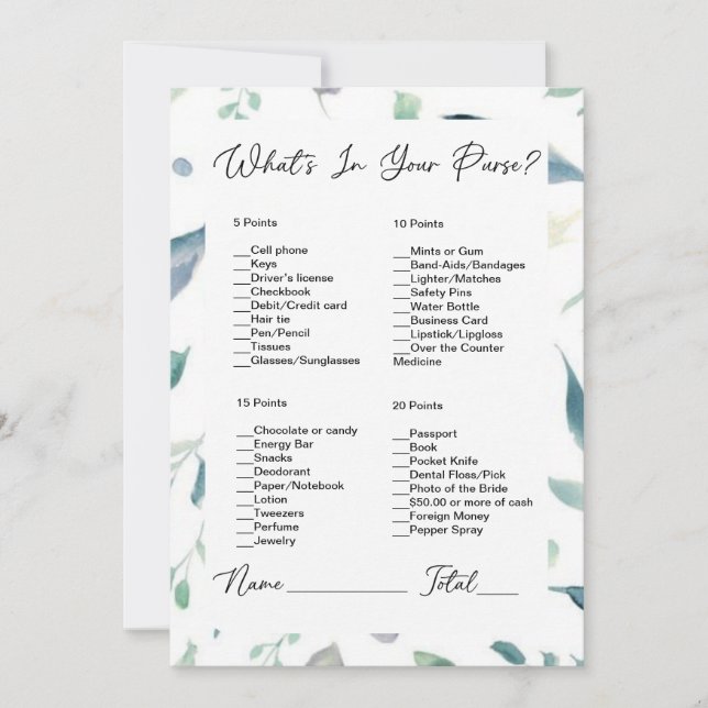 Was ist in deinem puren Brautparty "Grüne"? Einladung (Vorderseite)